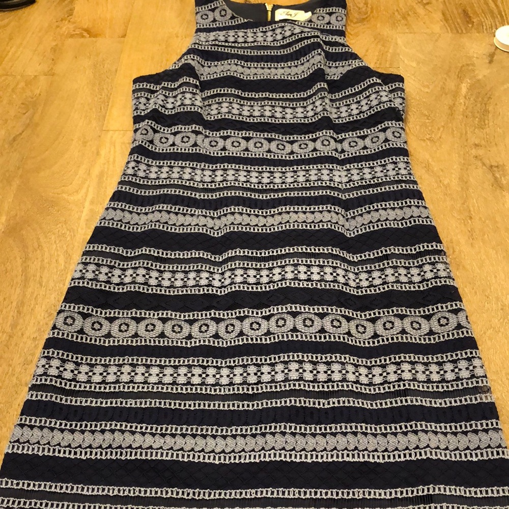 Eliza J Navy/Steel Blue Lace Shift dress